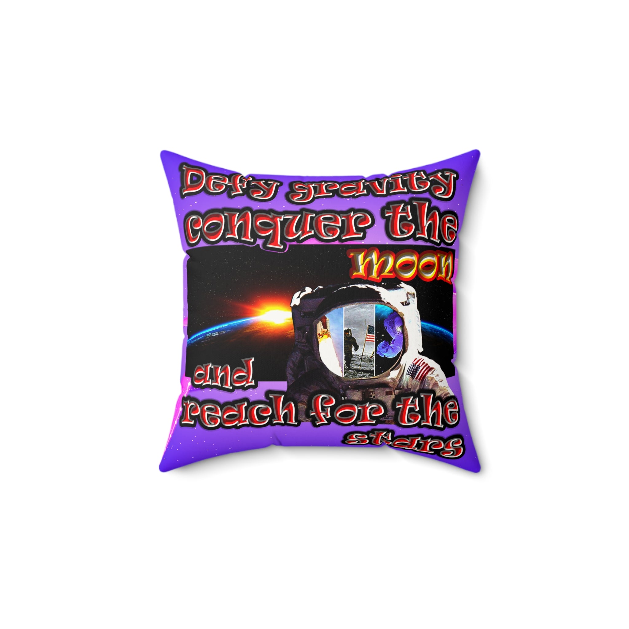 defy conquer reach - Faux Suede Square Pillow - (purple-pink wave)