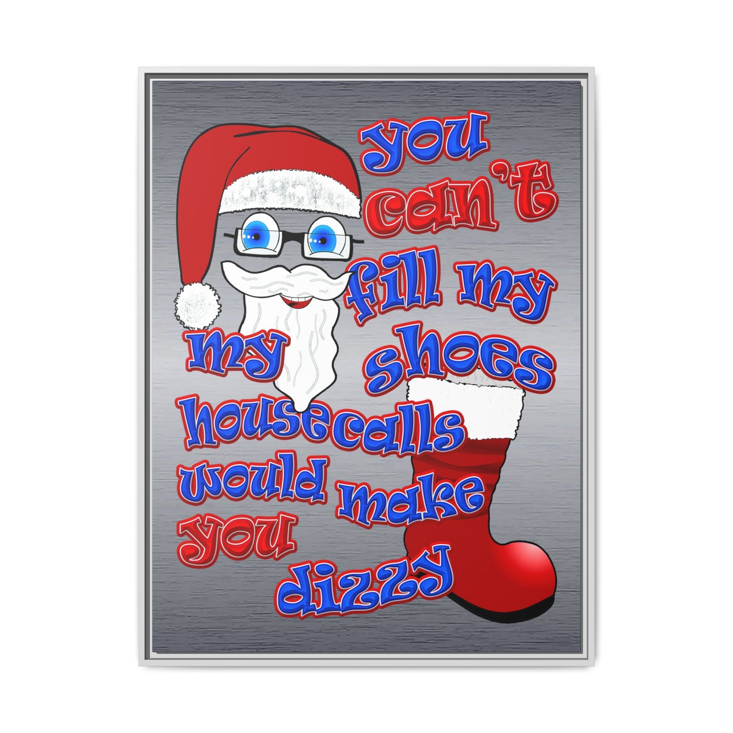 santa's shoes - framed canvas art (brushed nickel)
