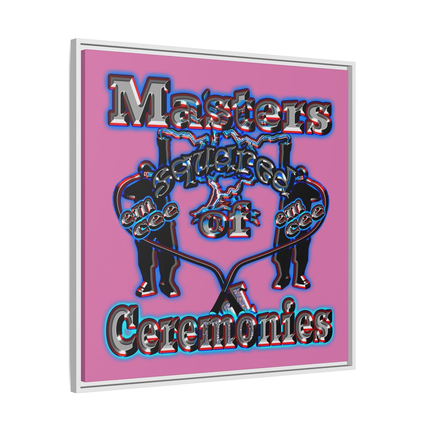 em cee squared - framed canvas art (light pink)