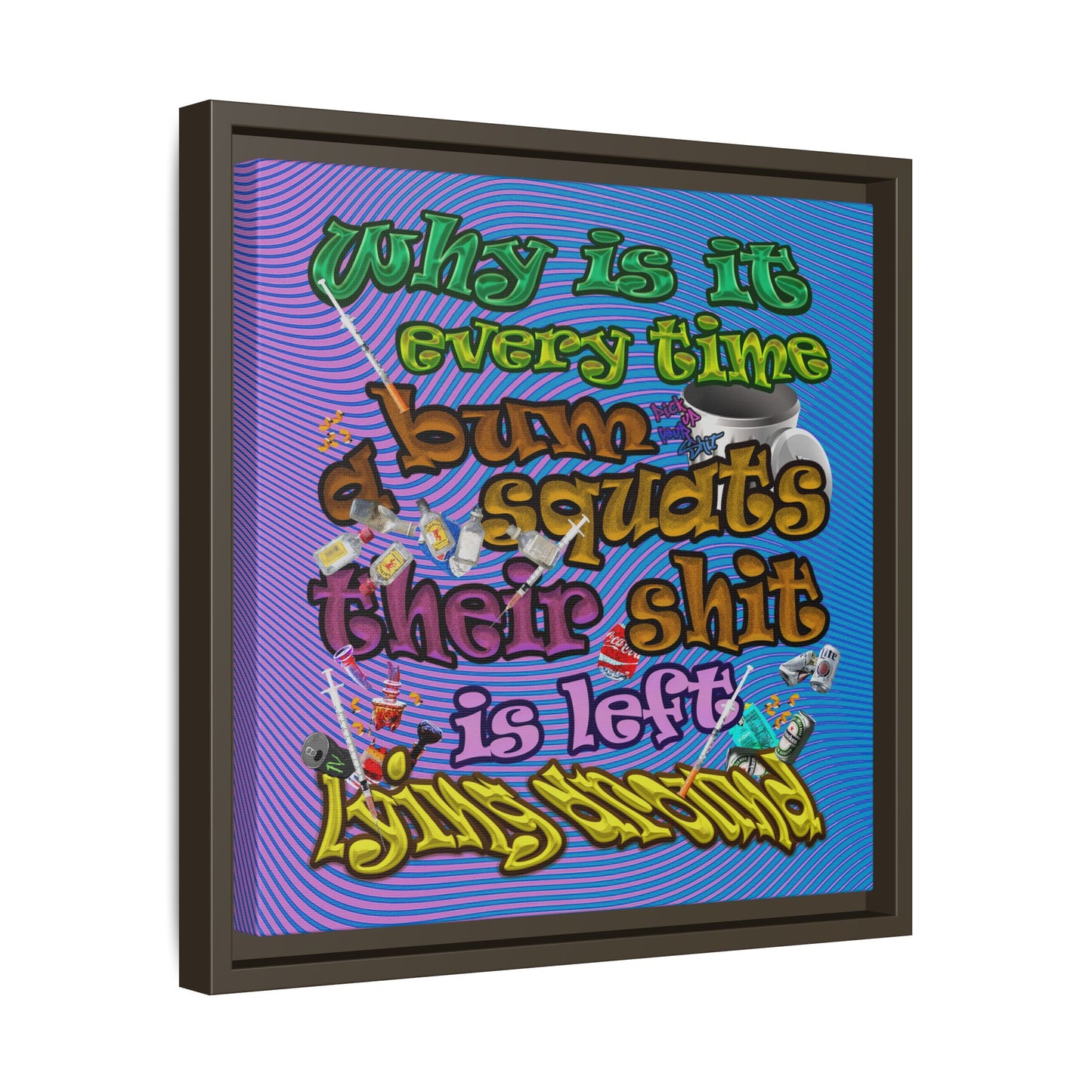 the bum's shit - framed canvas art (light blue-purple wave)