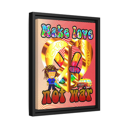 love peace - framed canvas art (yellow-orange wave)