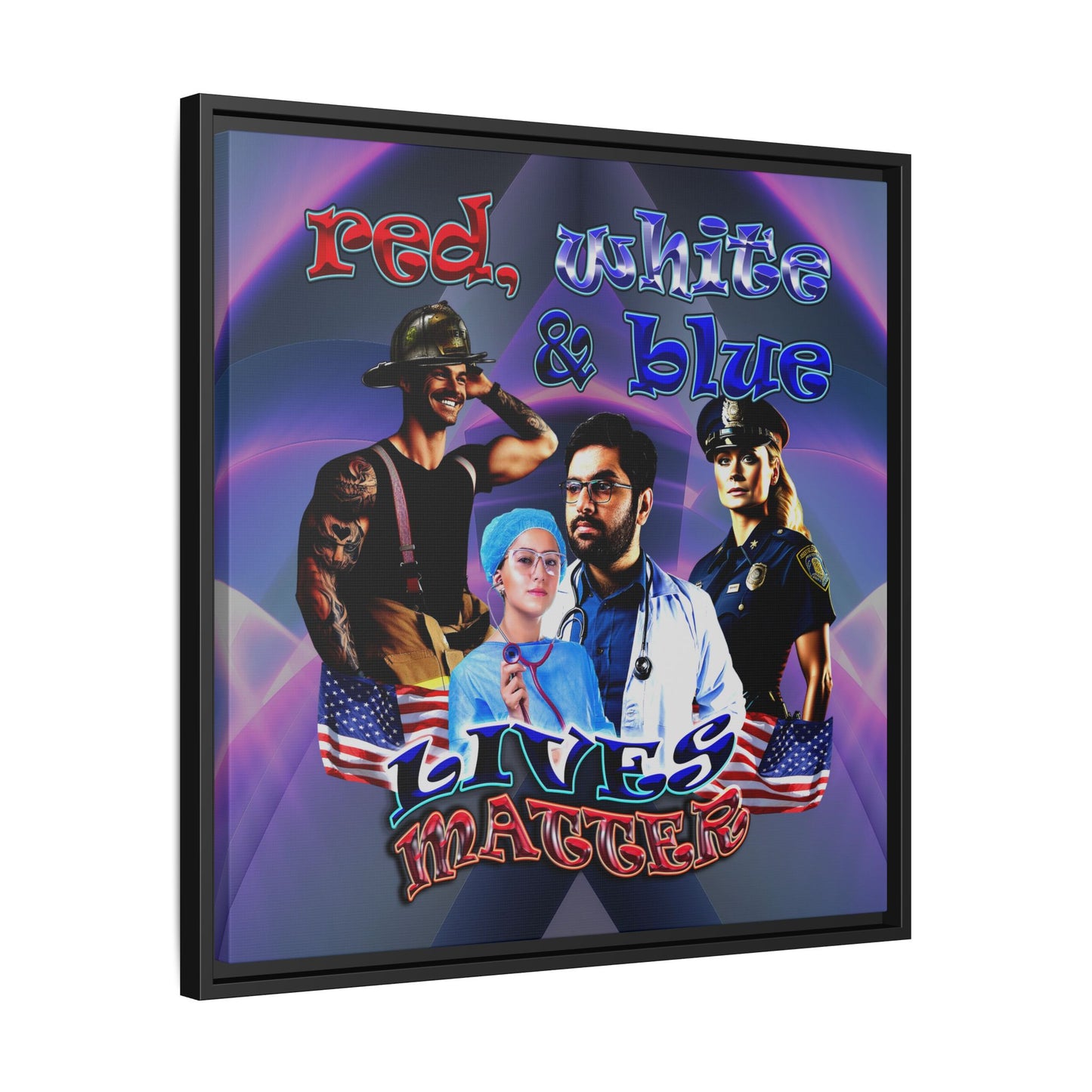 rw&b lives matter - framed canvas art (grey-pink wave)
