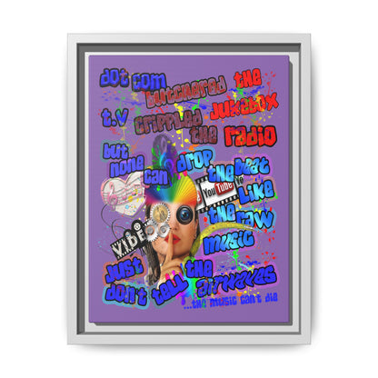 drop the beat - framed canvas art (light purple)