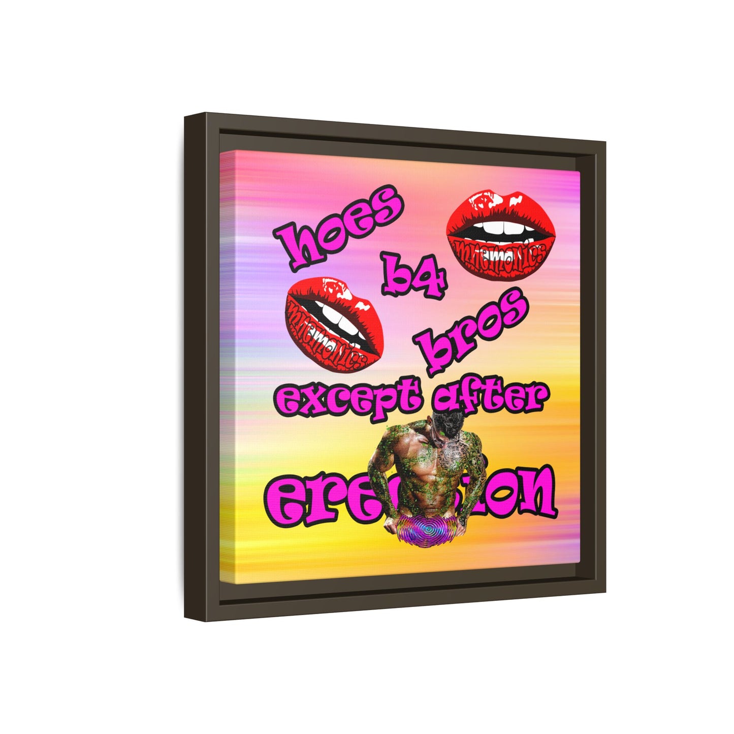 hoes b4 bros - framed canvas art (color blur)