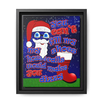 santa's shoes - framed canvas art ('snoops' background)