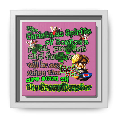 christmas spirits of boston - framed canvas art (light pink)