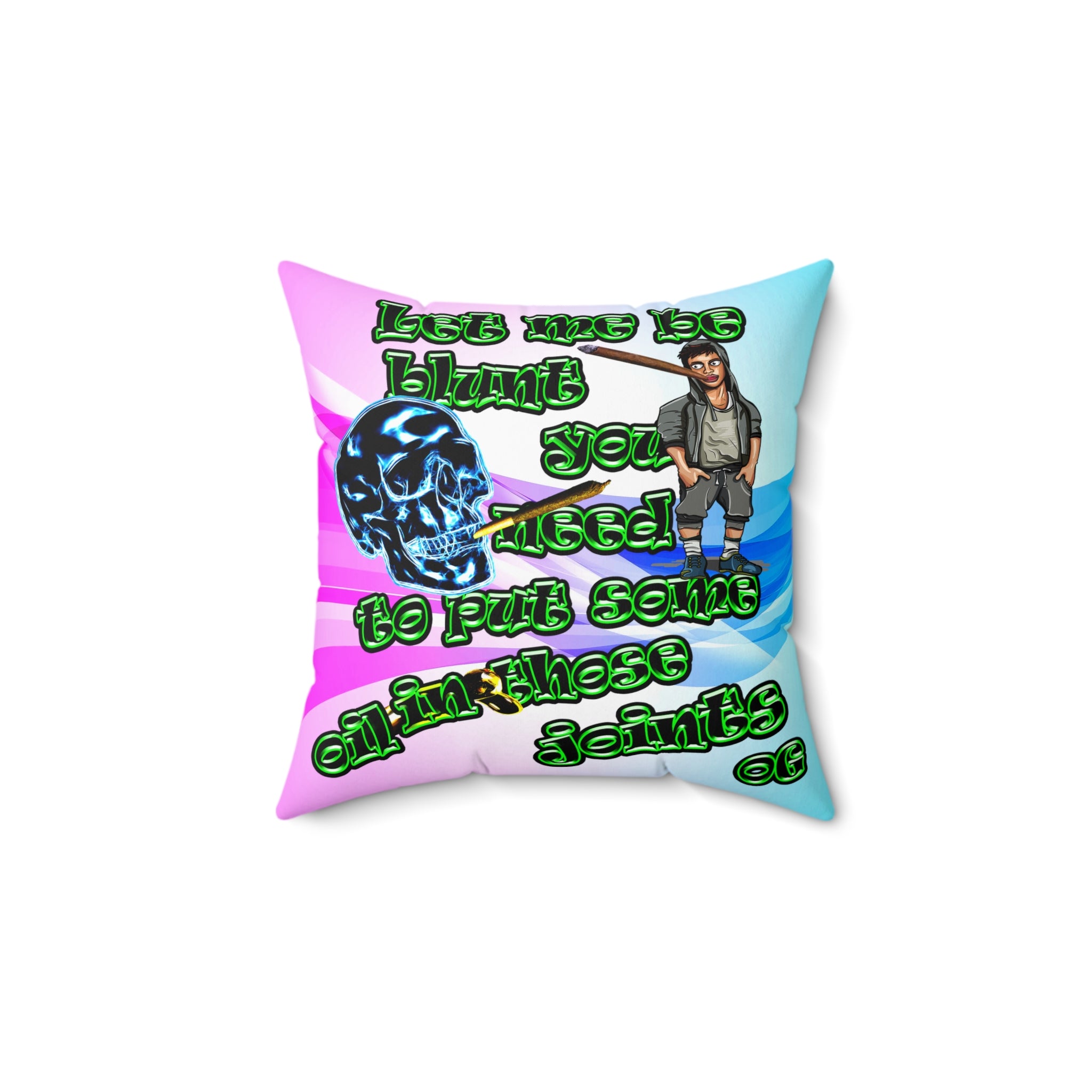 og - Spun Polyester Square Pillow - (light blue-pink wave)