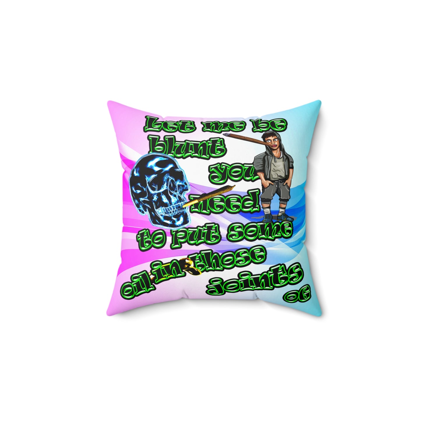 og - Spun Polyester Square Pillow - (light blue-pink wave)