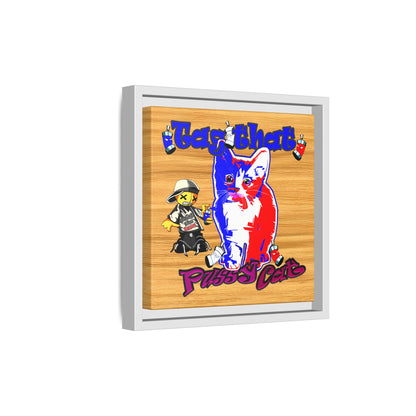 tag that - framed canvas art (butterscotch wood finish)