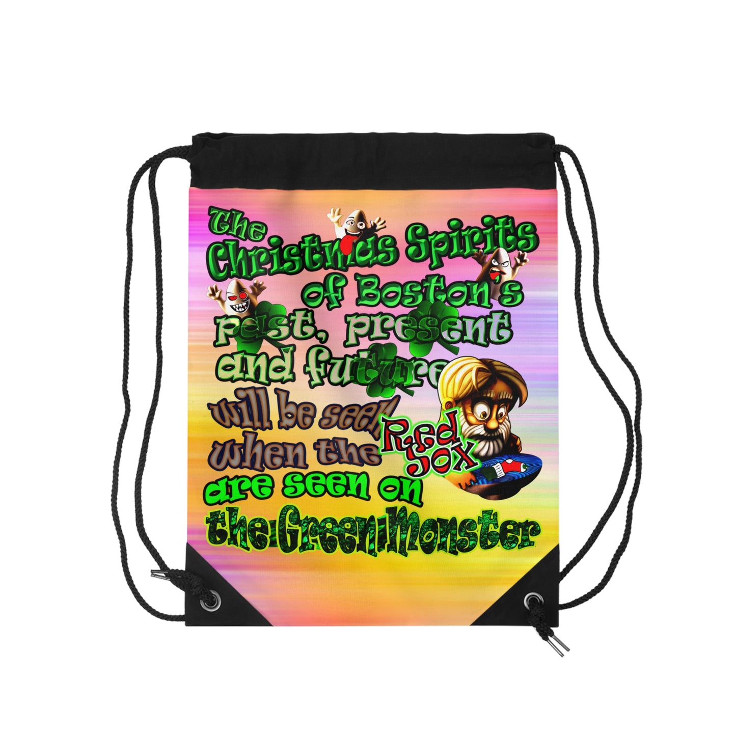 christmas spirits of boston - Drawstring Bag (color blur)
