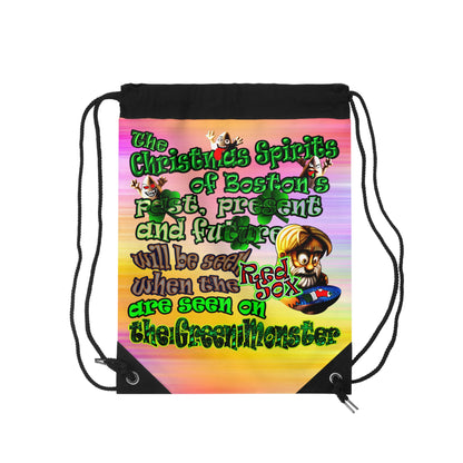 christmas spirits of boston - Drawstring Bag (color blur)