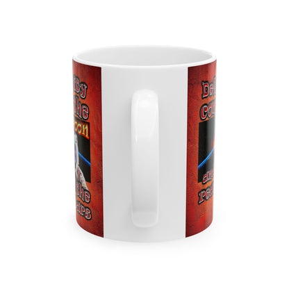 defy conquer reach - White Mug (burnt orange)