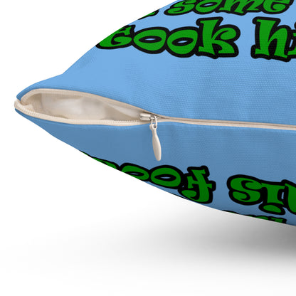 turtle race - Spun Polyester Square Pillow - (light blue)