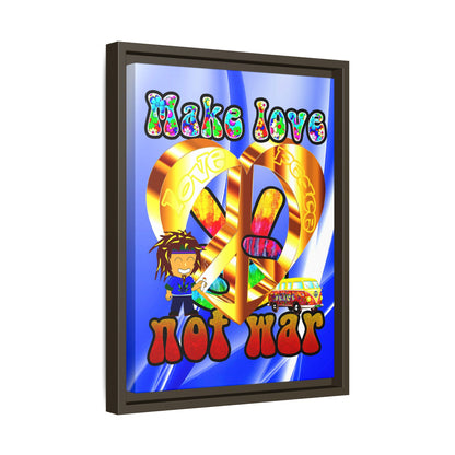 love peace - framed canvas art (blue-white wave)
