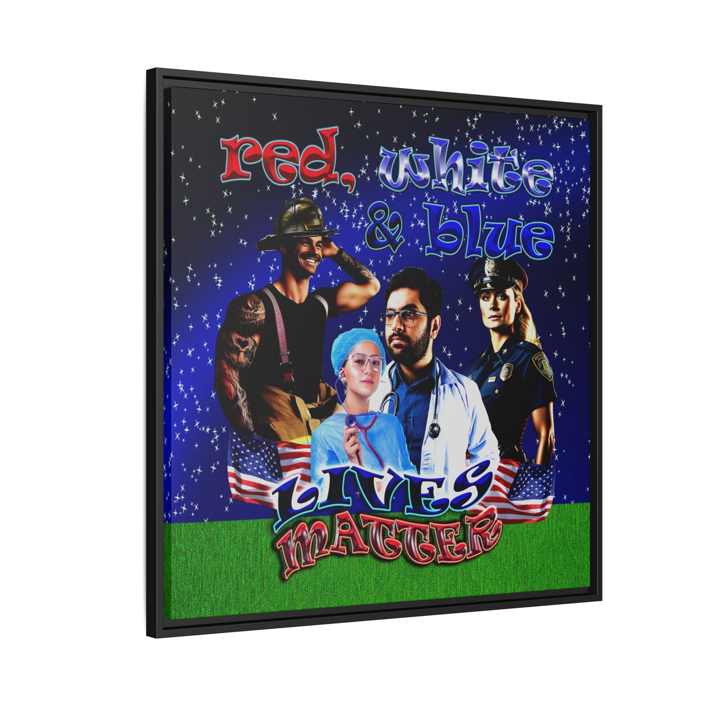 rw&b lives matter - framed canvas art ('snoops' background)