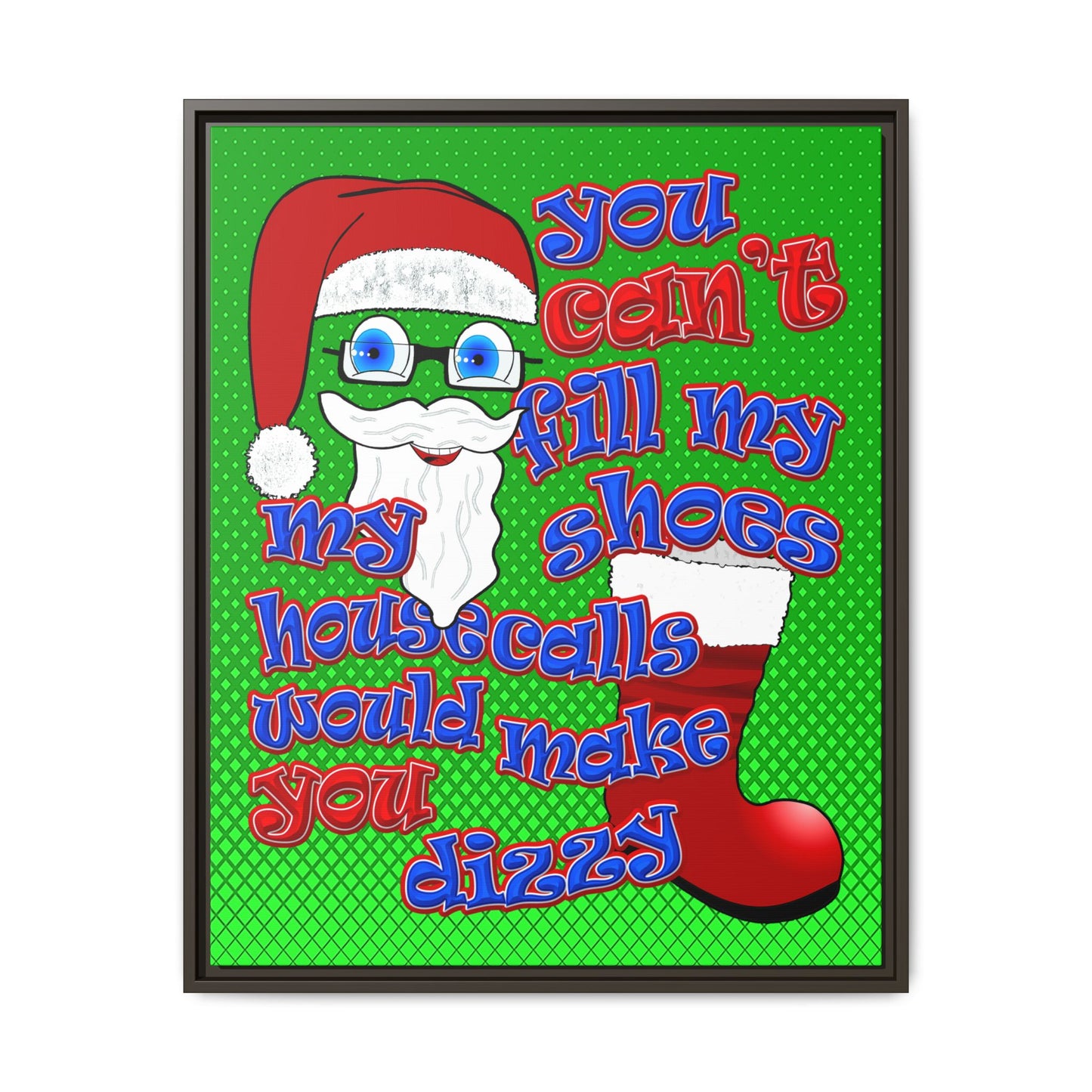 santa's shoes - framed canvas art (logo green)