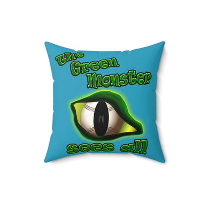 green monster - Faux Suede Square Pillow - (turquoise)