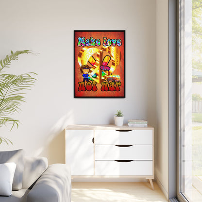 love peace - framed canvas art (burnt orange)