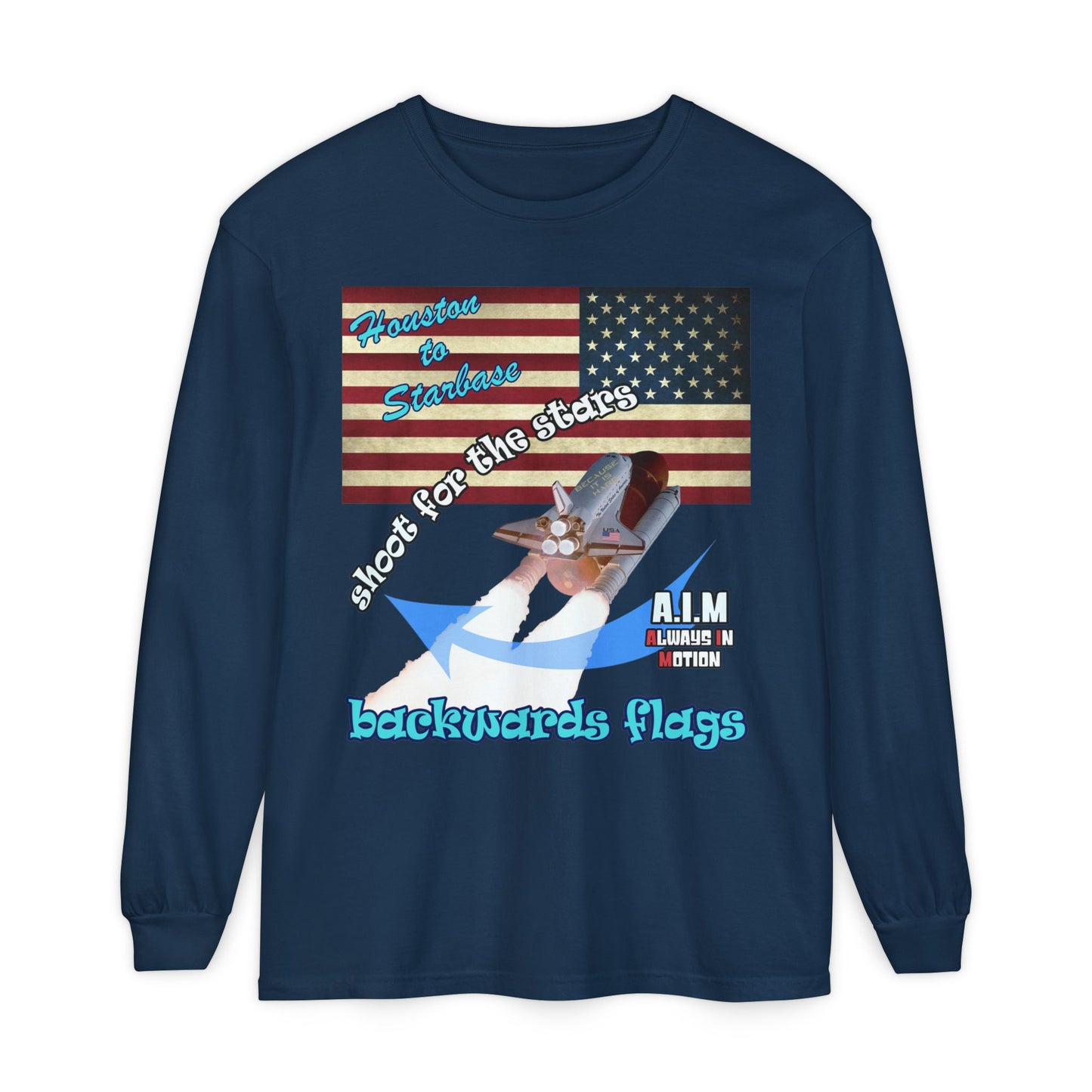 shoot for the stars - Unisex Garment-dyed Long Sleeve T-Shirt