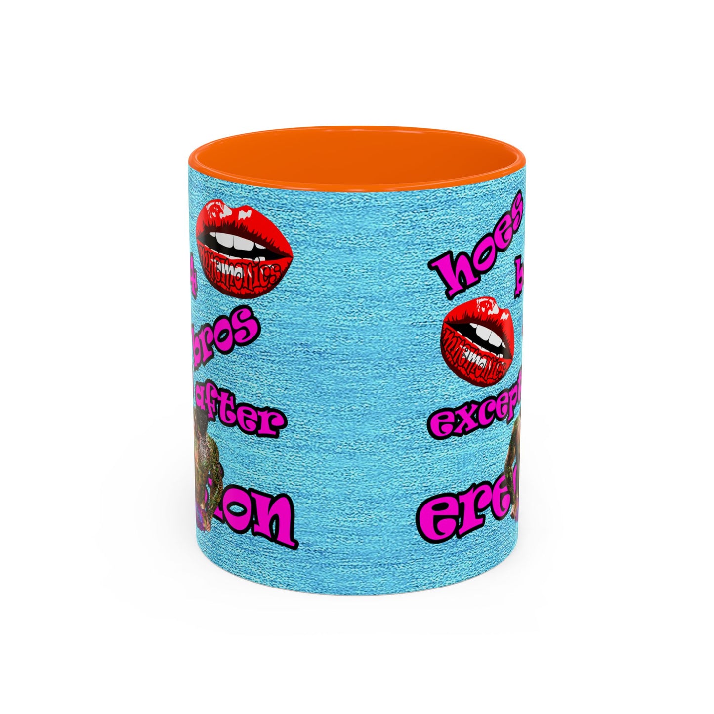 hoes b4 bros - Accent Mug (faded blue)