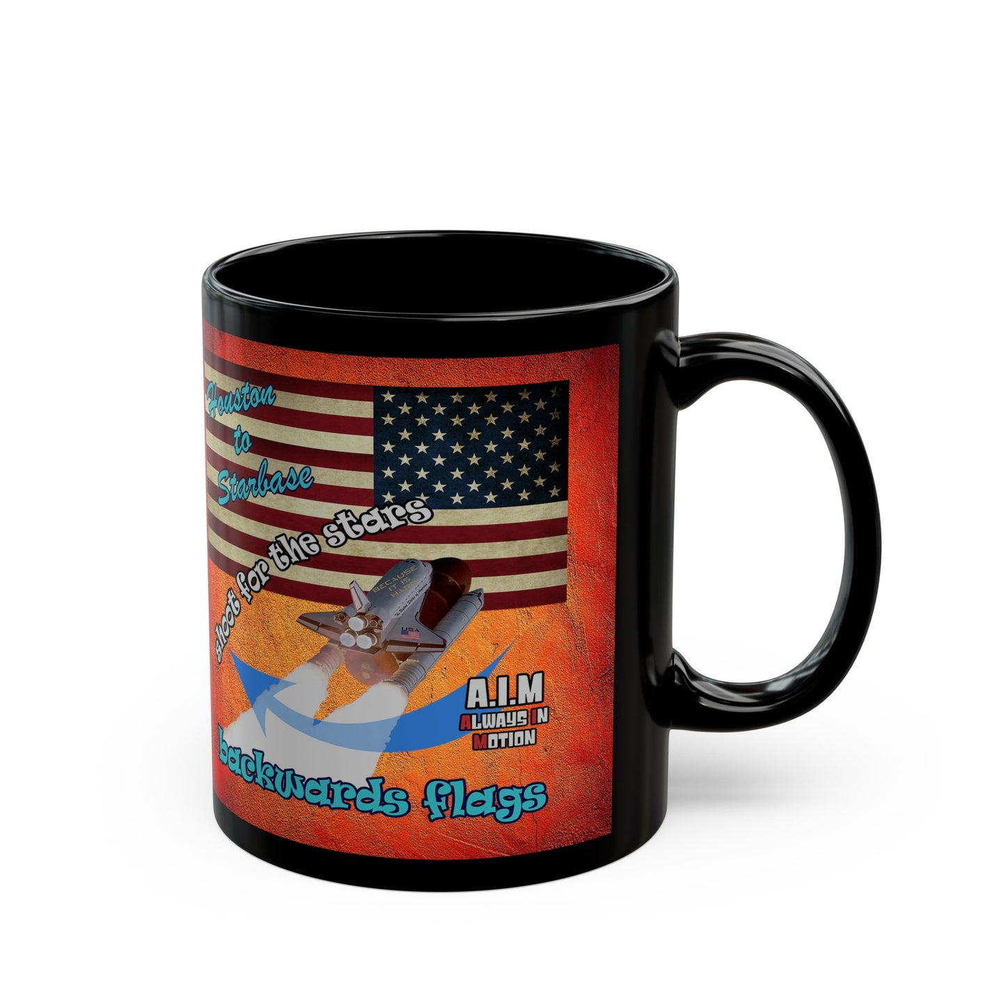 shoot for the stars - Black Mug (burnt orange)