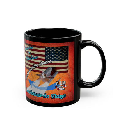 shoot for the stars - Black Mug (burnt orange)