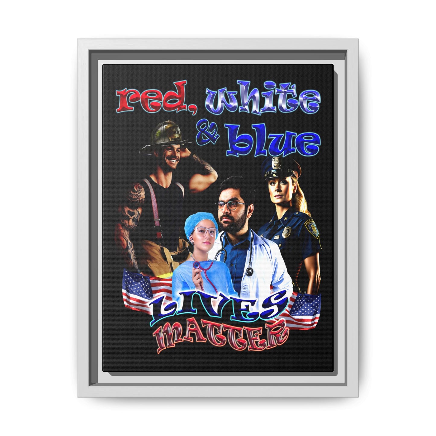 rw&b lives matter - framed canvas art (black)
