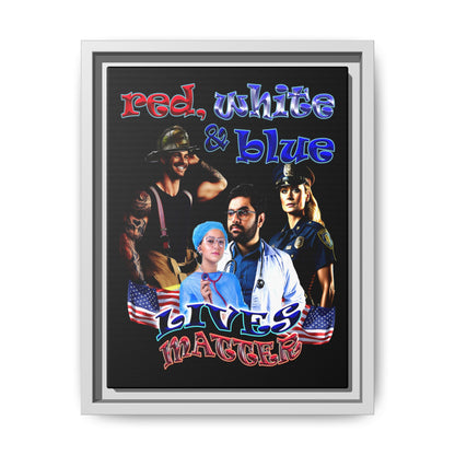 rw&b lives matter - framed canvas art (black)