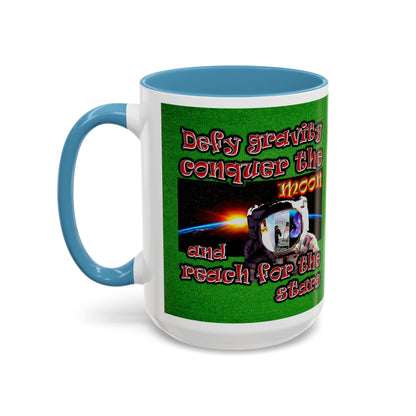 defy conquer reach - Accent Mug (green turf)