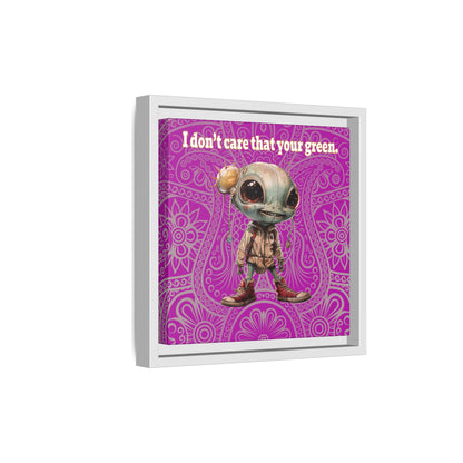 I don't care that your green - framed canvas art (pink swirl)