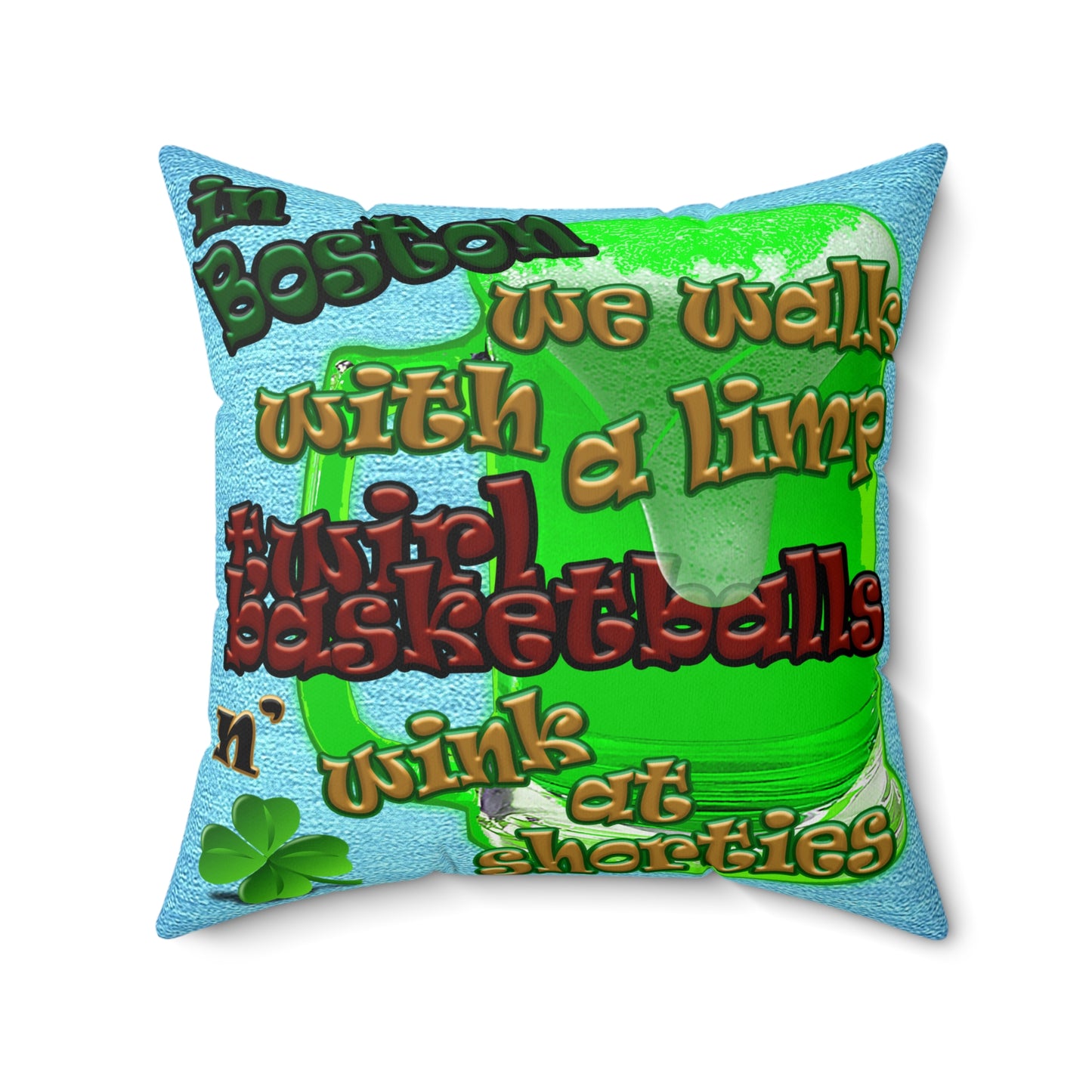 celtics logo - Spun Polyester Square Pillow - (faded blue)