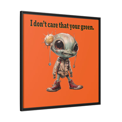 I don't care that your green - framed canvas art (orange)