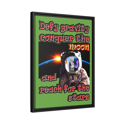 defy conquer reach - framed canvas art (green)