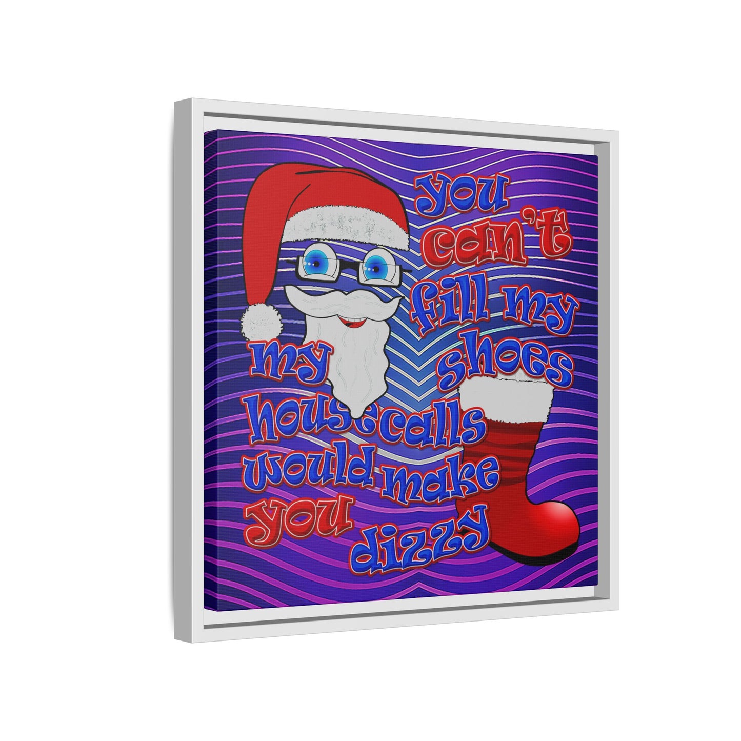 santa's shoes - framed canvas art (purple wave)