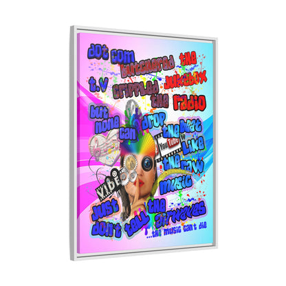 drop the beat - framed canvas art (light blue-pink wave)