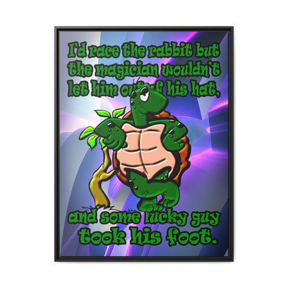 turtle race - framed canvas art (grey-pink wave)