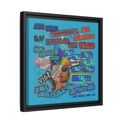 drop the beat - framed canvas art (turquoise)