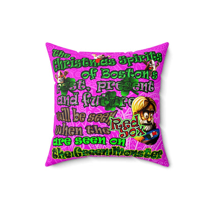 christmas spirits of boston - Faux Suede Square Pillow - (pink swirl)