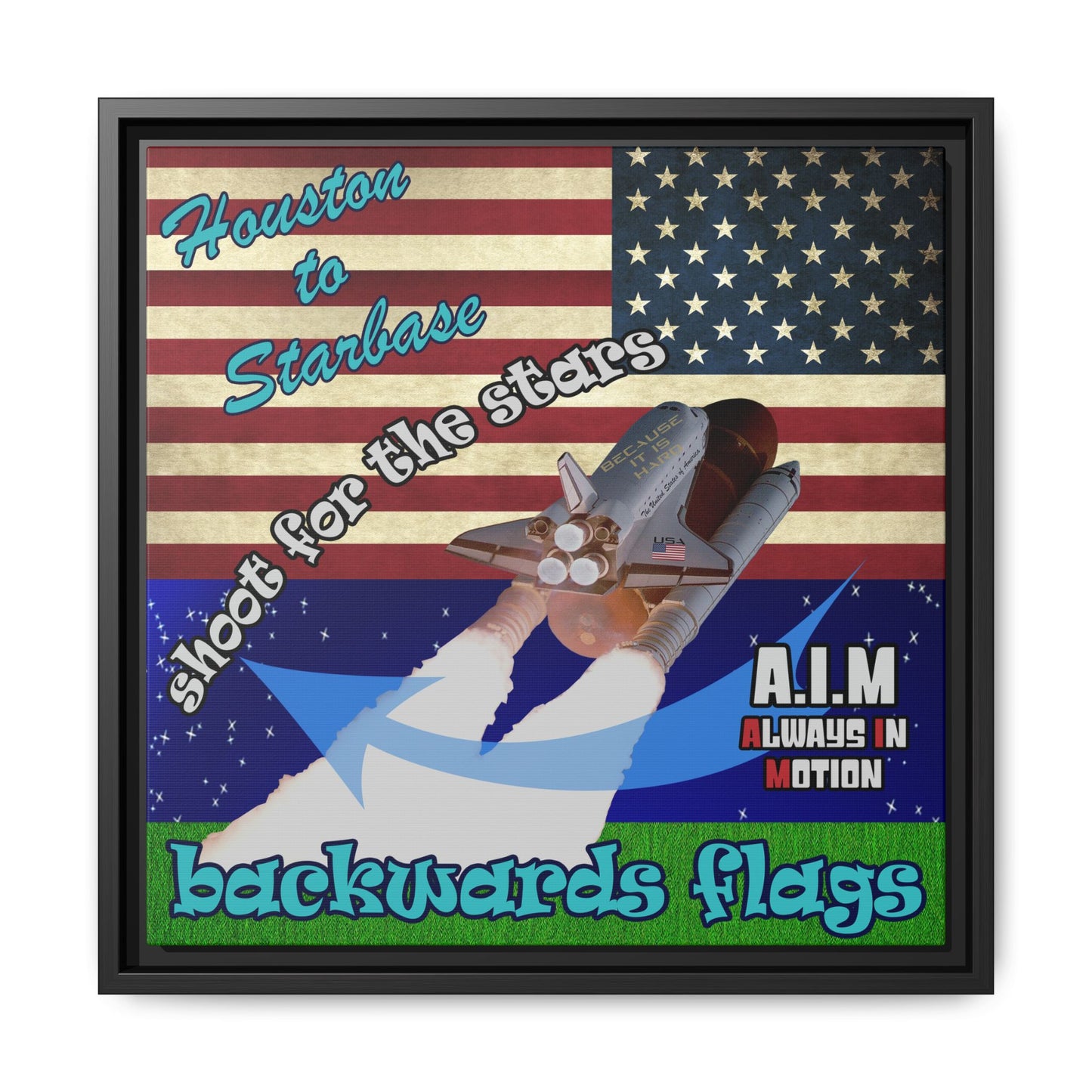 shoot for the stars - framed canvas art ('snoops' background)