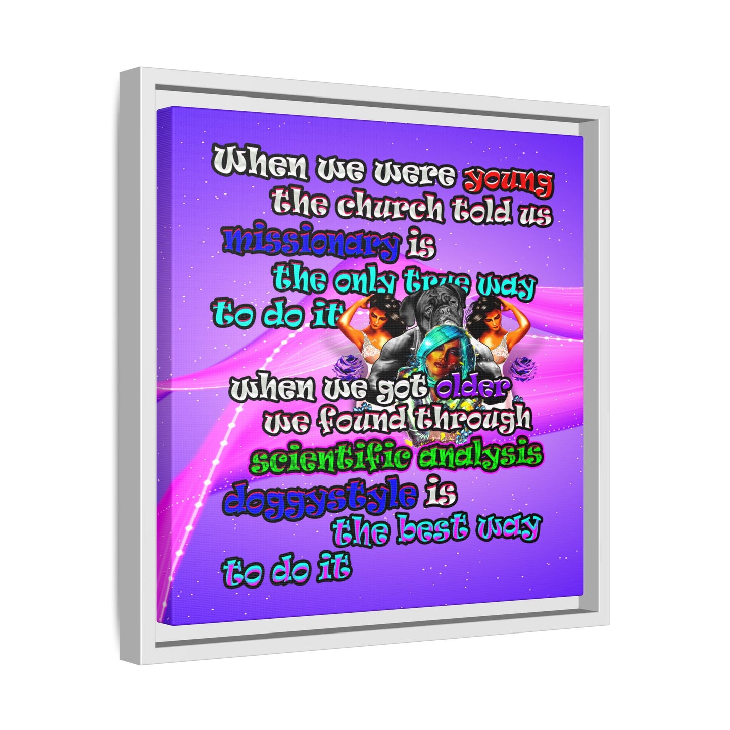 doggystyle - framed canvas art (purple-pink wave)