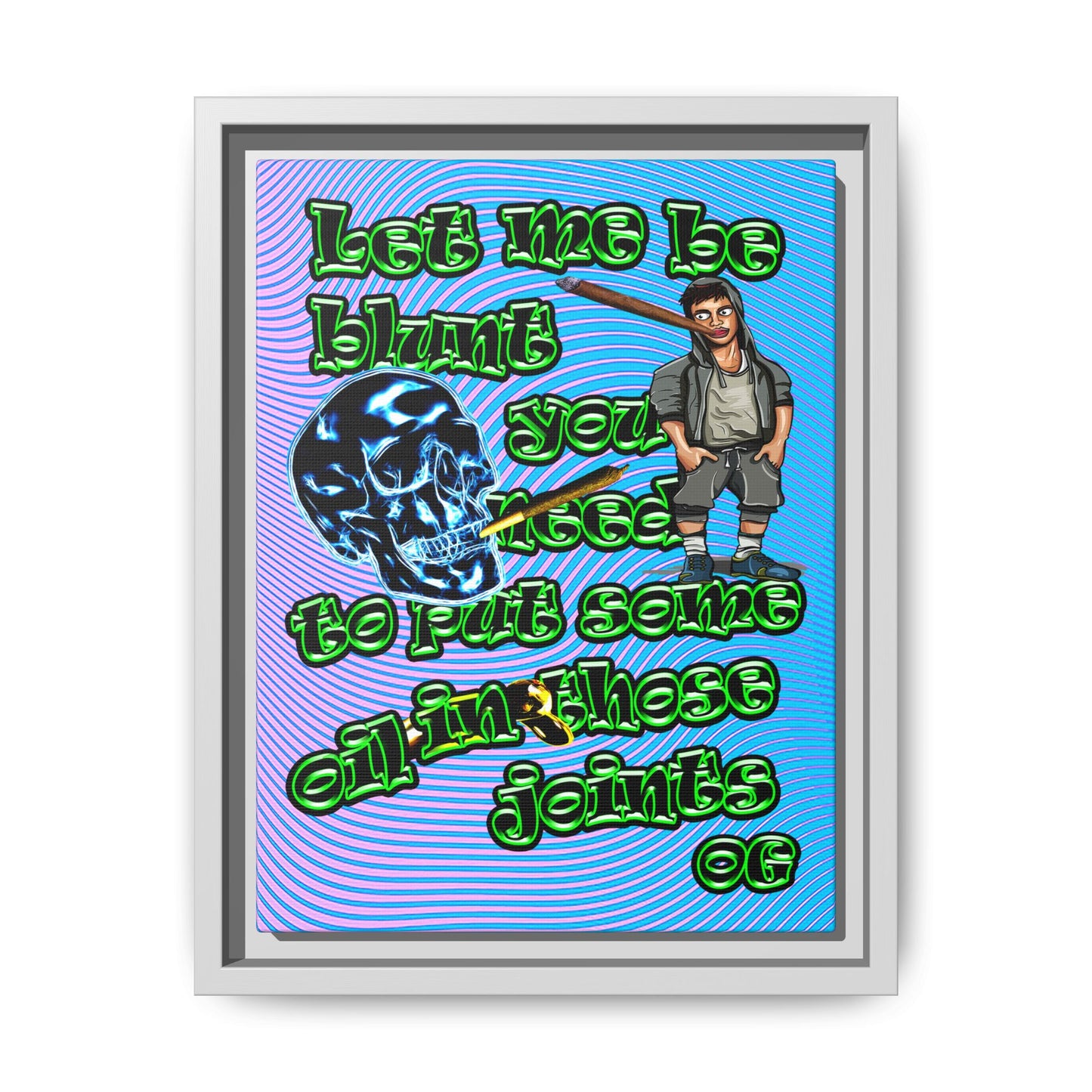 og - framed canvas art (light blue-purple wave)
