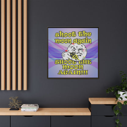 shoot the moon again - framed canvas art (light blue-pink wave)