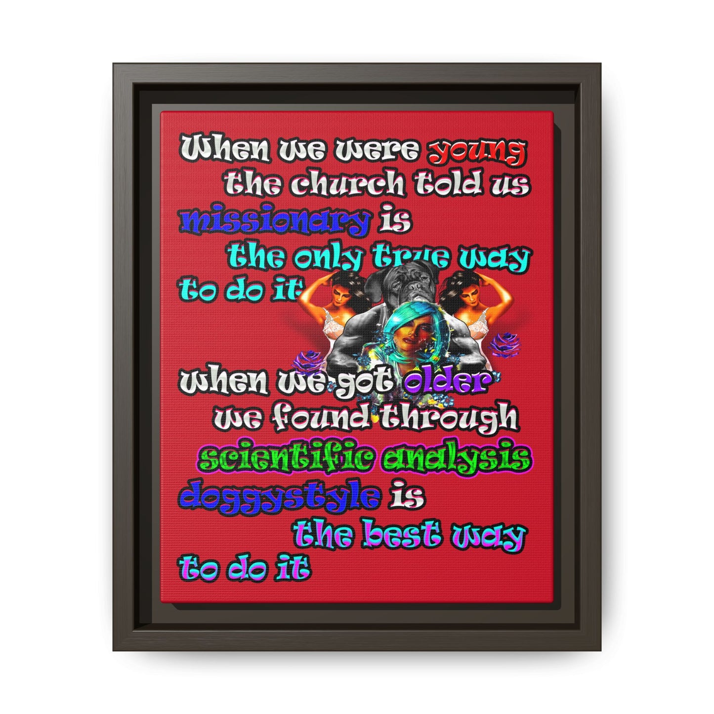 doggystyle - framed canvas art (dark red)