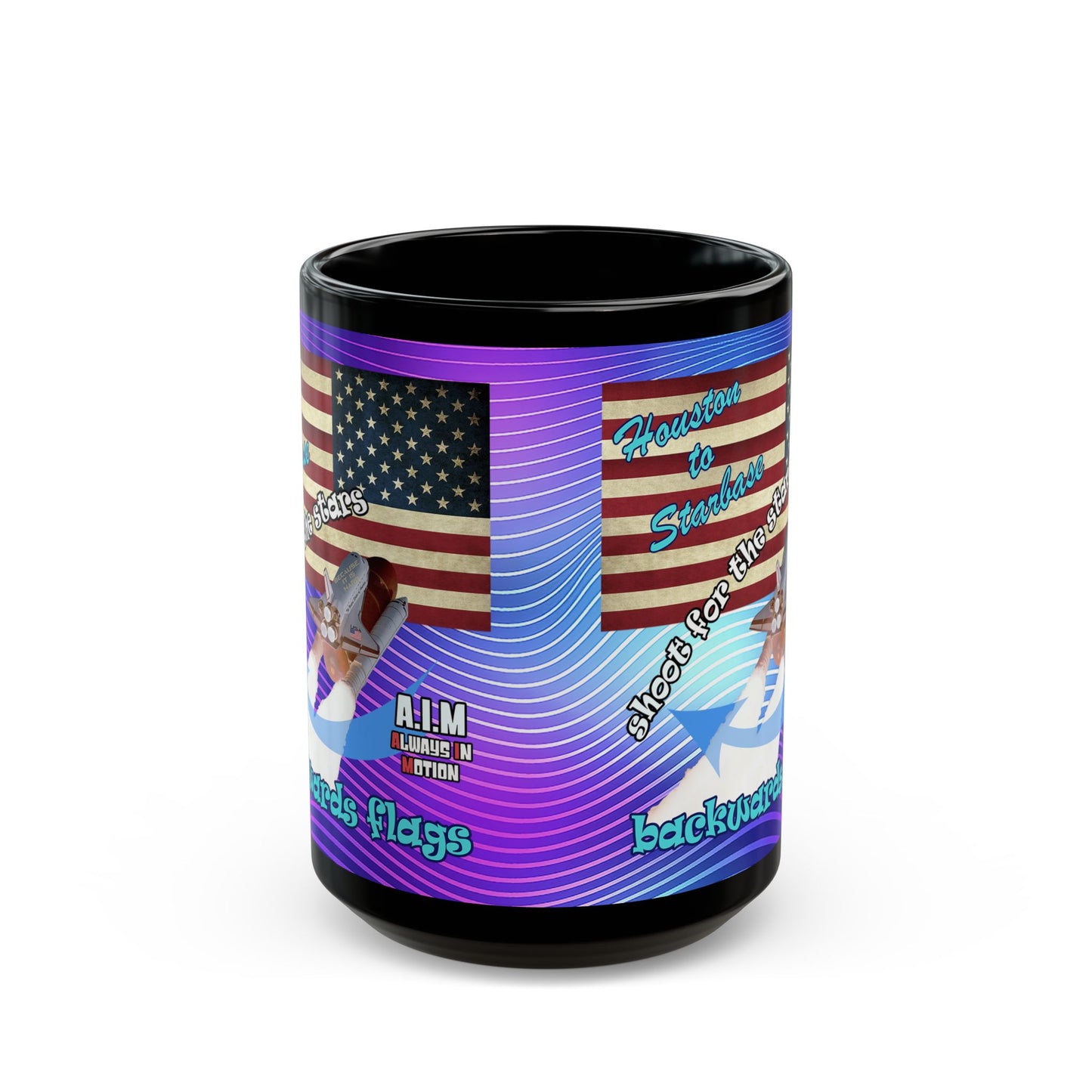 shoot for the stars - Black Mug (purple wave)