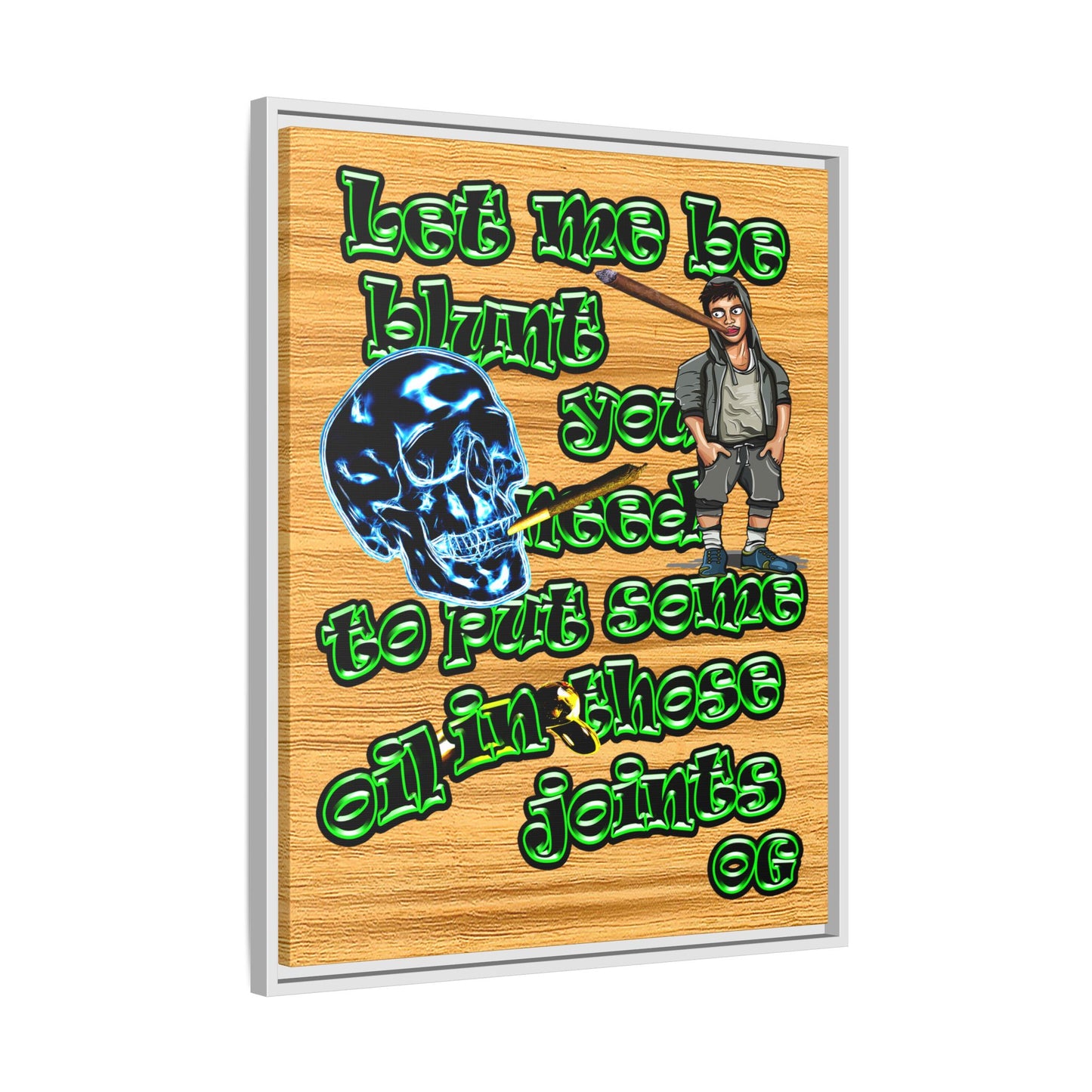 og - framed canvas art (butterscotch wood finish)