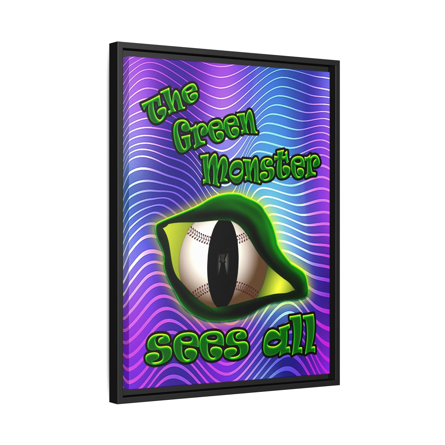 green monster - framed canvas art (purple wave)