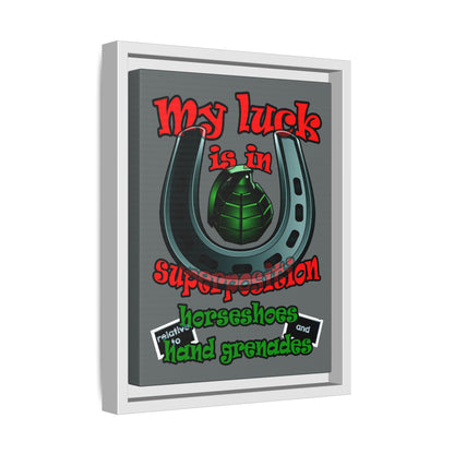 my luck - framed canvas art (dark grey)