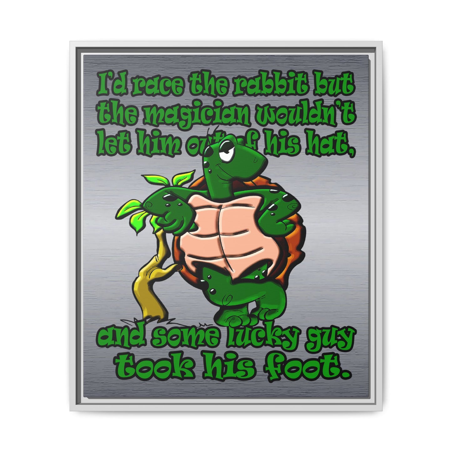 turtle race - framed canvas art (brushed nickel)