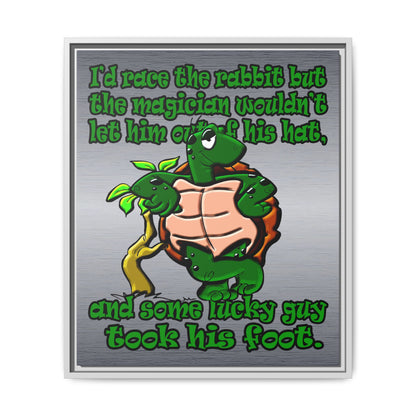 turtle race - framed canvas art (brushed nickel)