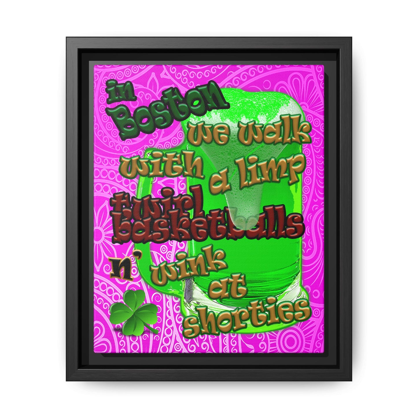 celtics logo - framed canvas art (pink swirl)